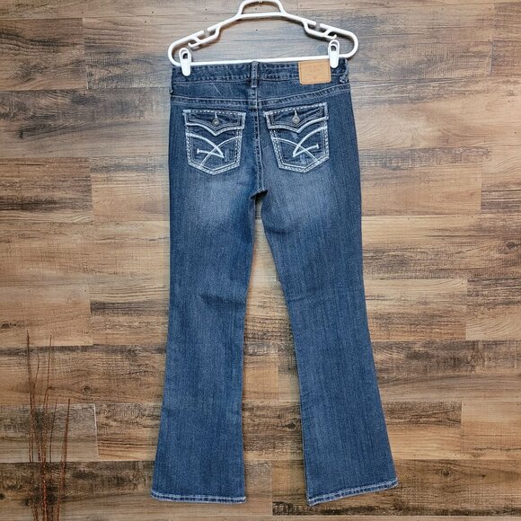Amethyst Jeans Size 11 Flare Low Rise Button Flap Thick Stitch Stretch Western - Picture 2 of 10